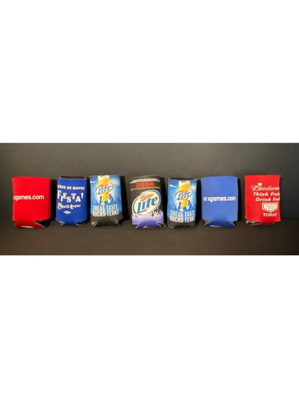 Koozies Lot of 7 Miller Lite Cans South Texas Rockfest 2008 Austin X Games Beer